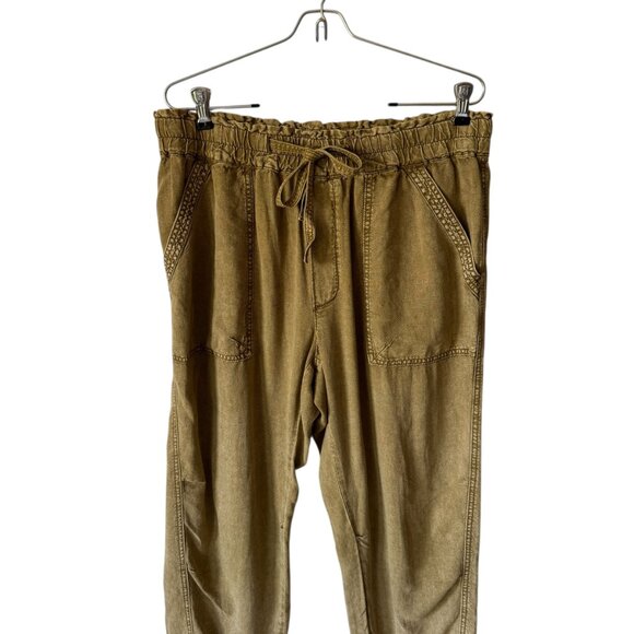 Anthropologie Rhys Utility Jogger Pant Sz Large Linen Blend Utility Moss Green - Picture 4 of 16